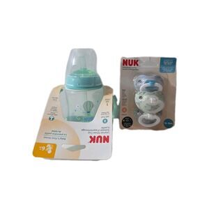 NUK‎ Learner Straw Cup 5oz + 3 Orthodontic Pacifiers 18–36m Set Baby Spill-Proof